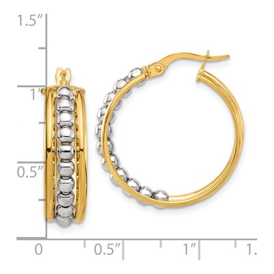 14K Two-Tone Gold 26mm Beaded Hoop Earrings – view 4