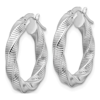 14K White Gold 17mm Twisted Hoop Earrings – view 3