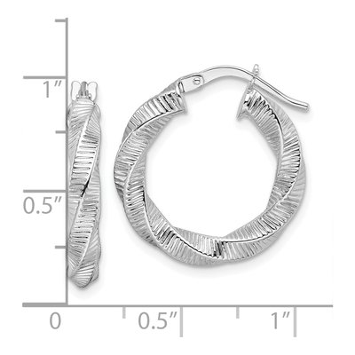 14K White Gold 17mm Twisted Hoop Earrings – view 5