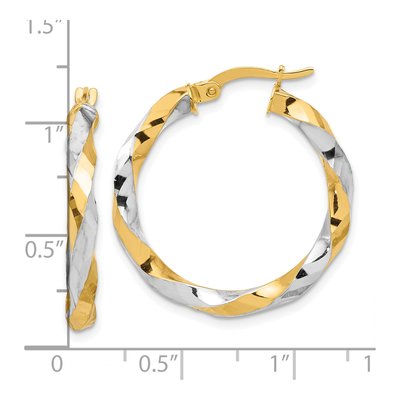 14K Yellow Gold 28mm Diamond-Cut Twisted Hoop Earrings – view 4