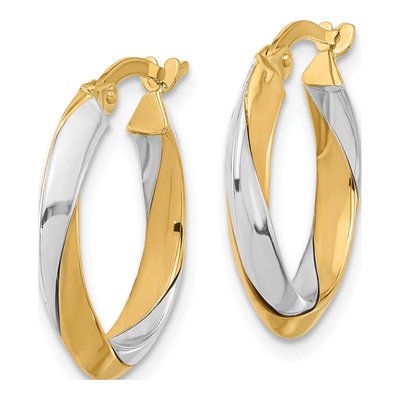 14K Two-Tone Gold 20mm Twist Hoop Earrings – view 2
