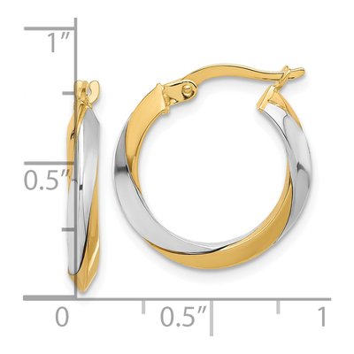14K Two-Tone Gold 20mm Twist Hoop Earrings – view 4