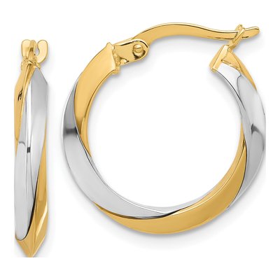 14K Two-Tone Gold 20mm Twist Hoop Earrings
