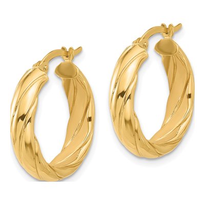 14K Yellow Gold 26mm Twisted Hoop Earrings – view 2