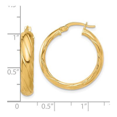 14K Yellow Gold 26mm Twisted Hoop Earrings – view 4