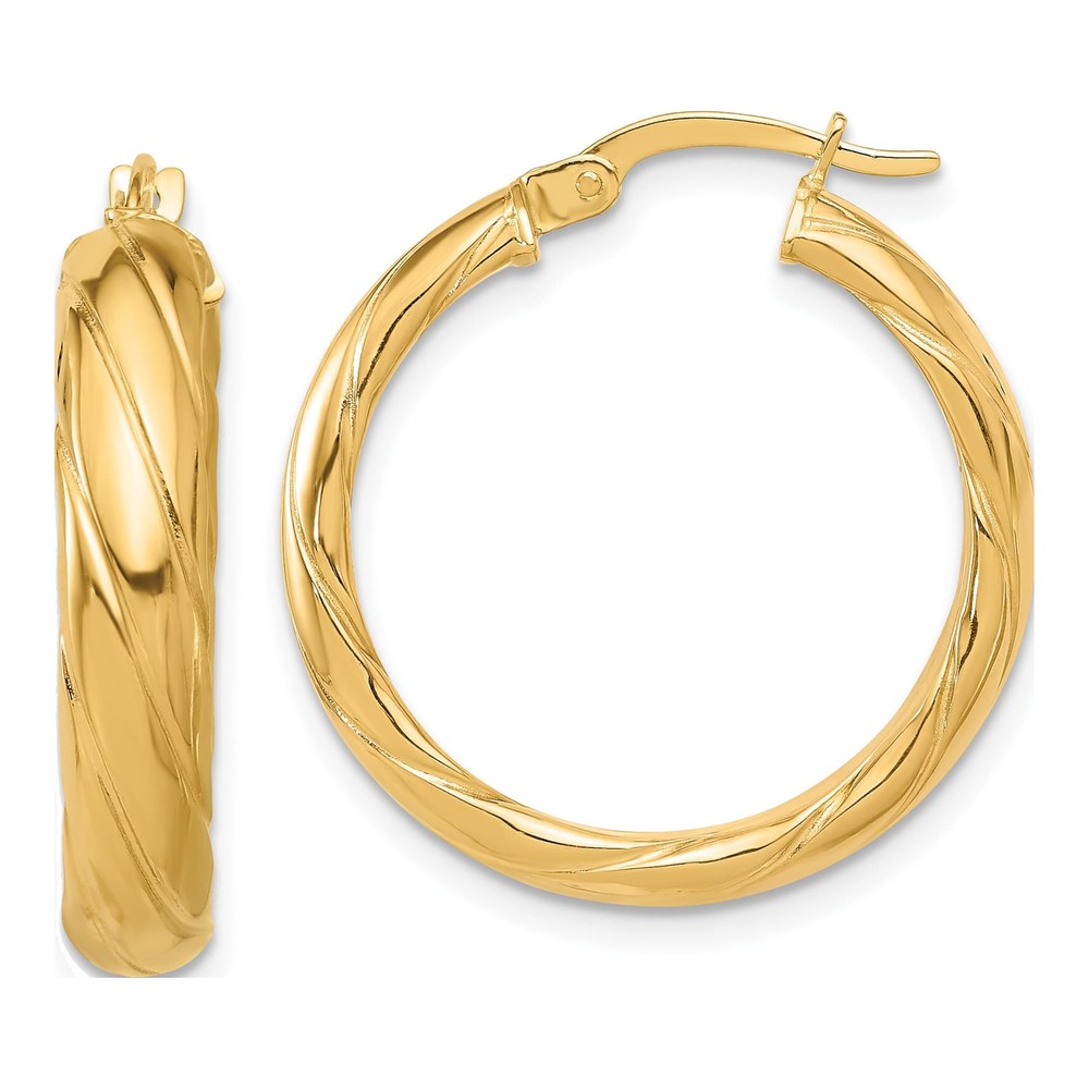 14K Yellow Gold 26mm Twisted Hoop Earrings