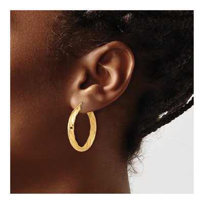 14K Yellow Gold 32mm Twisted Hoop Earrings – view 3