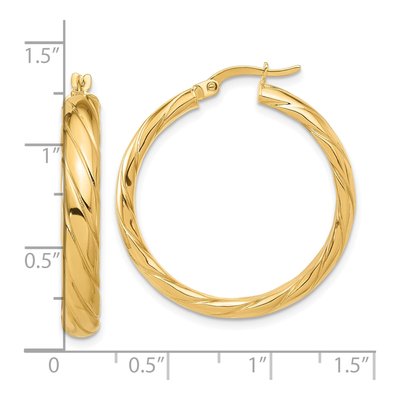 14K Yellow Gold 32mm Twisted Hoop Earrings – view 4