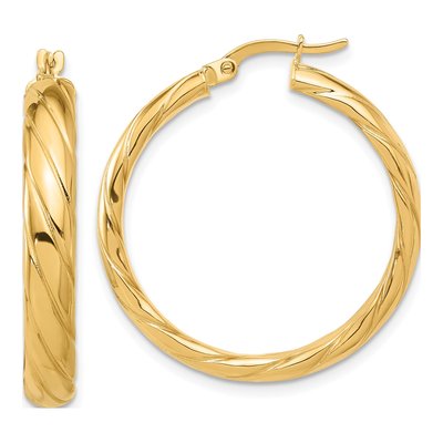 14K Yellow Gold 32mm Twisted Hoop Earrings