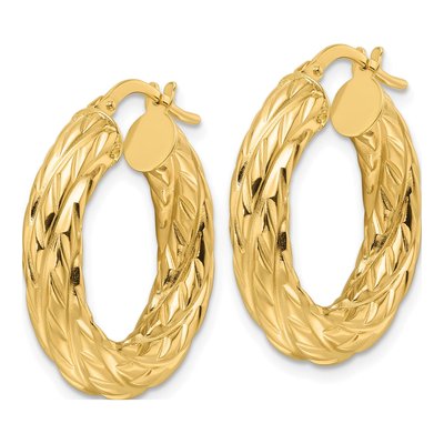 14K Yellow Gold 25mm Woven Hoop Earrings – view 3