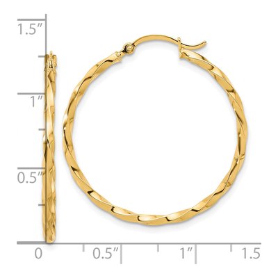 14K Yellow Gold 34mm Twisted Hoop Earrings – view 4
