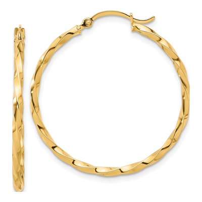 14K Yellow Gold 34mm Twisted Hoop Earrings