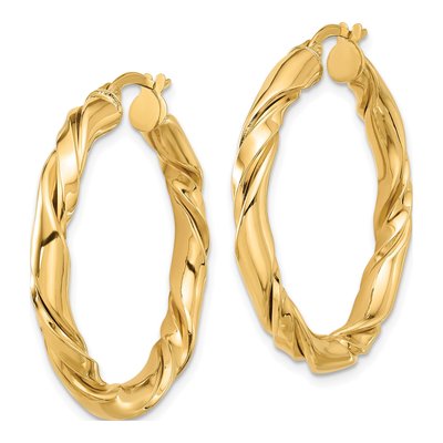 14K Yellow Gold 34mm Twisted Hoop Earrings – view 2