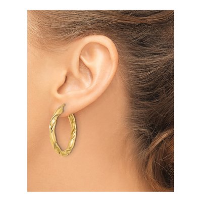 14K Yellow Gold 34mm Twisted Hoop Earrings – view 3