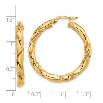 14K Yellow Gold 34mm Twisted Hoop Earrings – view 4