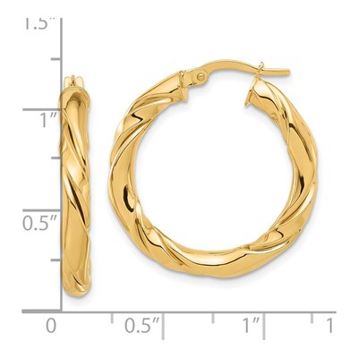14K Yellow Gold 29mm Twisted Hoop Earrings – view 4