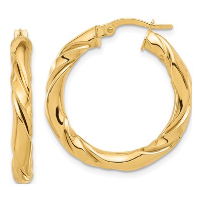 14K Yellow Gold 29mm Twisted Hoop Earrings