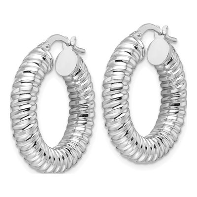 14K White Gold Spiral Hoop Earrings – view 3