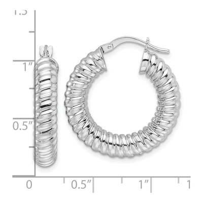 14K White Gold Spiral Hoop Earrings – view 5