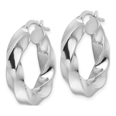 14K White Gold Twisted Hoop Earrings | Polished – view 3