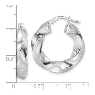 14K White Gold Twisted Hoop Earrings | Polished – view 5