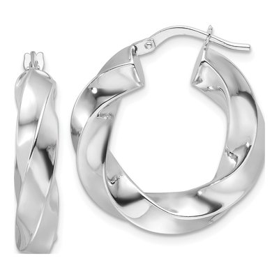 14K White Gold 25mm Twisted Hoop Earrings