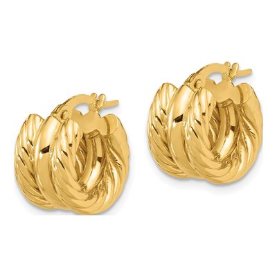 14K Yellow Gold 15mm Twisted Hoop Earrings – view 2