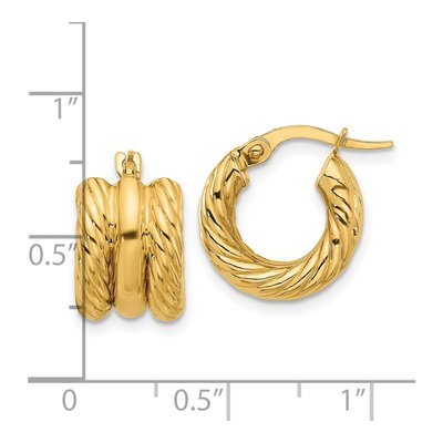 14K Yellow Gold 15mm Twisted Hoop Earrings – view 4