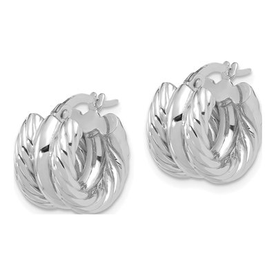 14K White Gold 15mm Twisted Hoop Earrings – view 2
