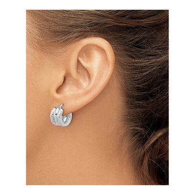 14K White Gold 15mm Twisted Hoop Earrings – view 3