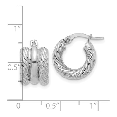 14K White Gold 15mm Twisted Hoop Earrings – view 4