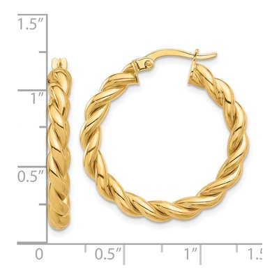 14K Yellow Gold 27mm Twisted Hoop Earrings – view 4