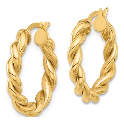 14K Yellow Gold 23mm Twisted Hoop Earrings – view 2