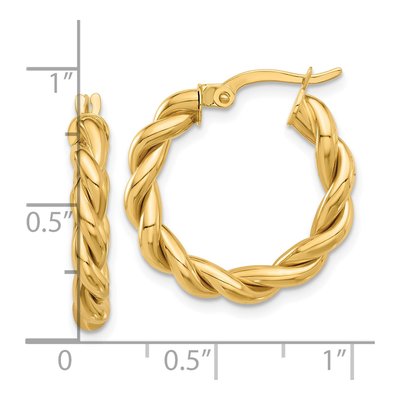 14K Yellow Gold 23mm Twisted Hoop Earrings – view 4