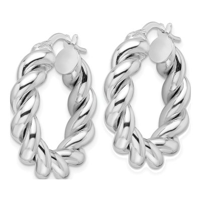 14K White Gold 25mm Twisted Hoop Earrings – view 3