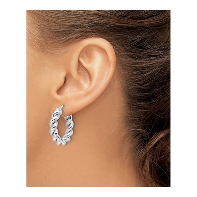 14K White Gold 25mm Twisted Hoop Earrings – view 4