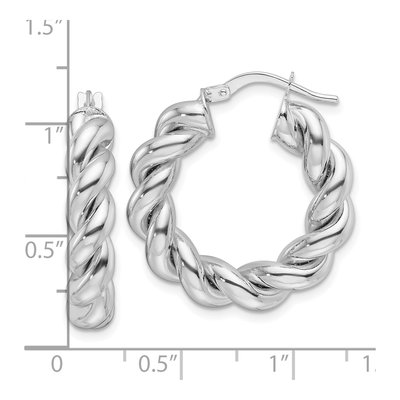 14K White Gold 25mm Twisted Hoop Earrings – view 5