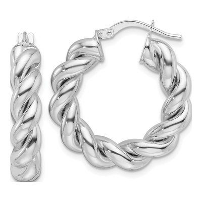 14K White Gold 25mm Twisted Hoop Earrings