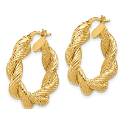 14K Yellow Gold 26mm Twisted Hoop Earrings – view 2