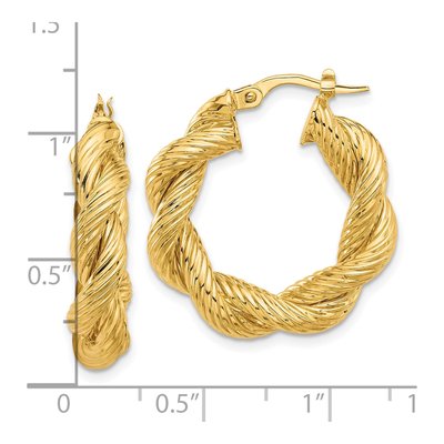 14K Yellow Gold 26mm Twisted Hoop Earrings – view 4