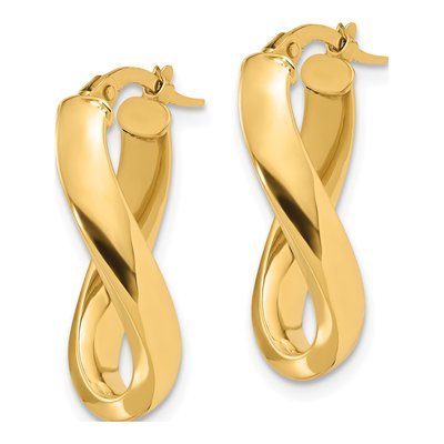 14K Yellow Gold Twisted Oval Hoop Earrings – view 2