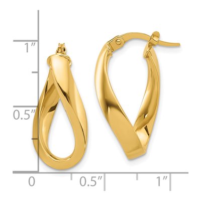 14K Yellow Gold Twisted Oval Hoop Earrings – view 4