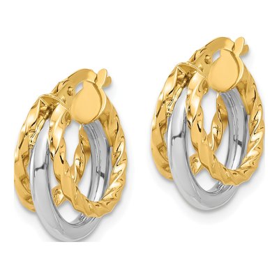 14K Two-Tone Gold 17mm Fancy Hoop Earrings – view 2