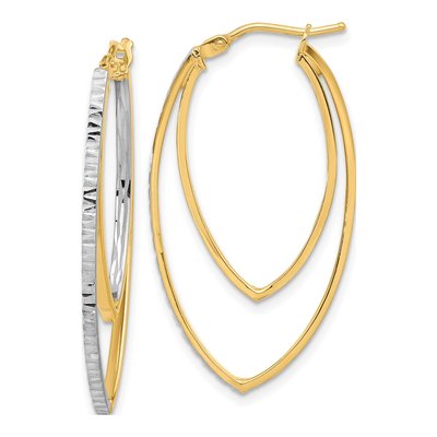 14K Yellow Gold 36mm Diamond-Cut Hoop Earrings