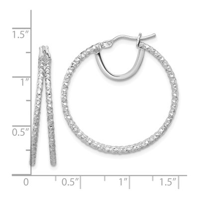 14K White Gold 30mm Double Circle Hoop Earrings – view 4