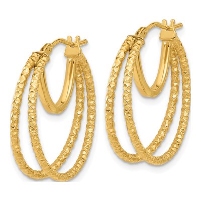 14K Yellow Gold 24mm Double Circle Hoop Earrings – view 2