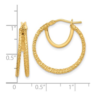 14K Yellow Gold 24mm Double Circle Hoop Earrings – view 4