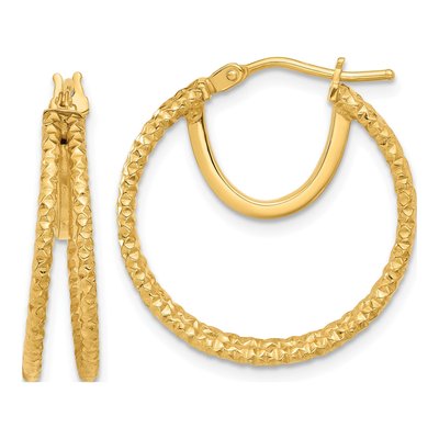 14K Yellow Gold 24mm Double Circle Hoop Earrings
