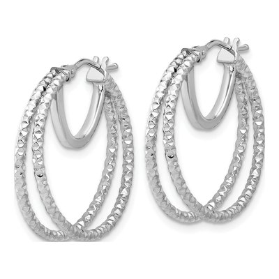 14K White Gold 24mm Double Circle Hoop Earrings – view 2