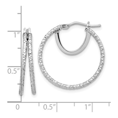 14K White Gold 24mm Double Circle Hoop Earrings – view 4